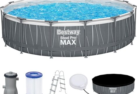 Bestway Steel Pro MAX Round AG Pool Set with LED Light 15' x 42"/4.57m x 1.07m
