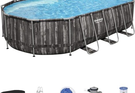 Power Steel 20' x 12' x 48"/6.10m x 3.66m x 1.22m Oval Pool Set