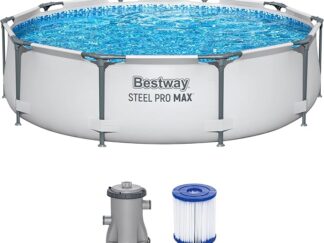 Bestway Steel Pro Max above-ground pool set with filter pump, diameter 10' x 30"/3.05m x 76cm, grey, round