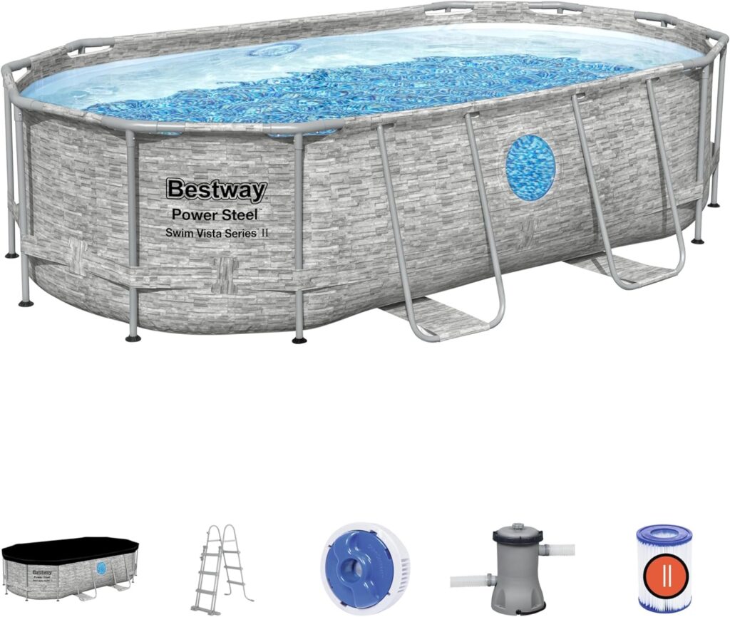 Bestway Power Steel Swim Vista Series Oval Pool Set 14' x 8'2" x 39.5"/4.27m x 2.50m x 1.00m