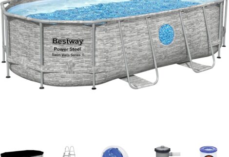 Bestway Power Steel Swim Vista Series Oval Pool Set 14' x 8'2" x 39.5"/4.27m x 2.50m x 1.00m