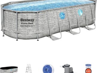 Bestway Power Steel Swim Vista Series Oval Pool Set 18' x 9' x 48"/5.49m x 2.74m x 1.22m