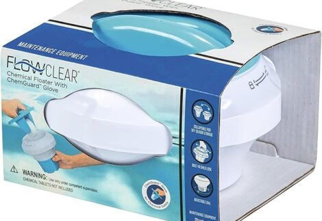 Bestway Pool Flowclear Chemical Floater with ChemGuard Protective Glove, Blue