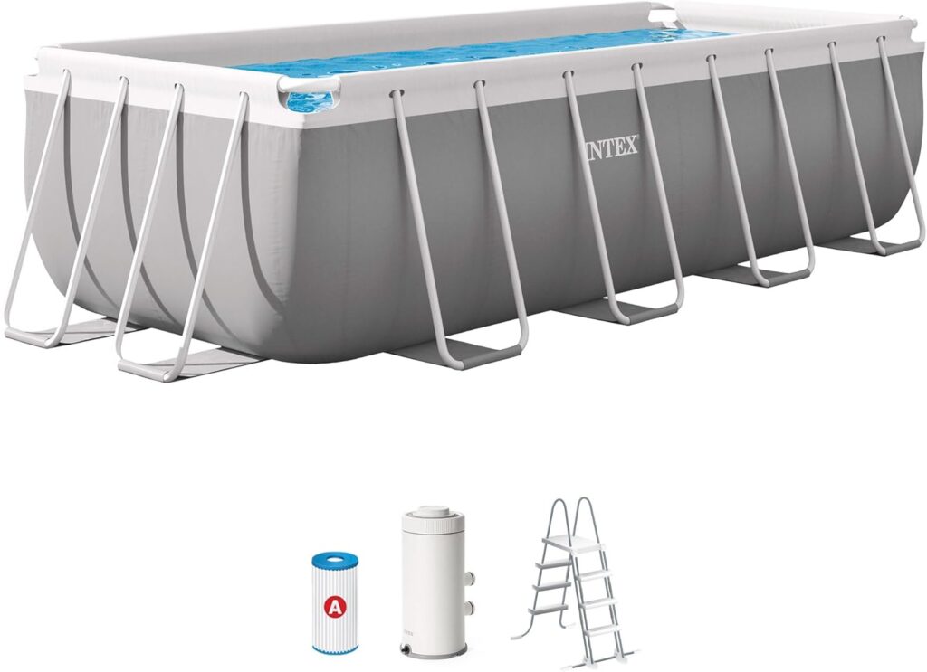 Intex 4 2 m x 1.22 m Prism Frame Rectangular Pool Set, Multicolou