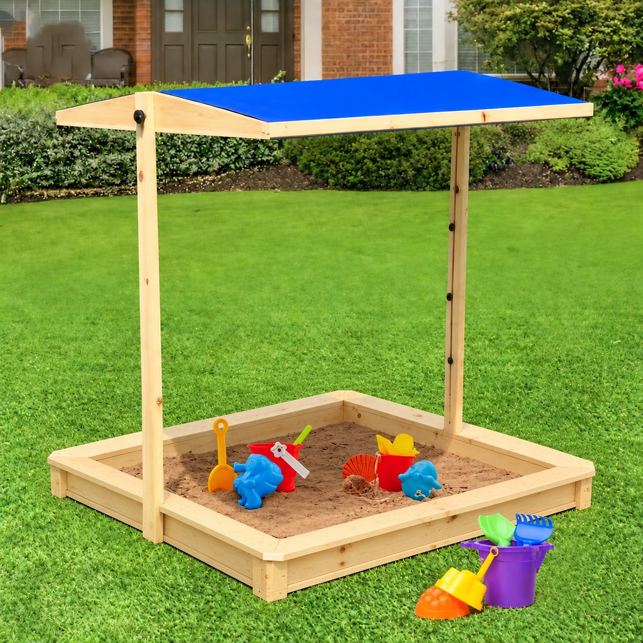 Wooden Sandbox with Canopy - Image 2