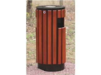 Outdoor Wooden Dustbin, Wooden Round Wast Bin With Ashtray, Outdoor Trash Cans Bin. Size; 38x80 cm