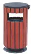 OUTDOOR WOODEN DUSTBIN, WOODEN ROUND WAST BIN WITH OUT ASHTRAY, SIZE; 38X85CM